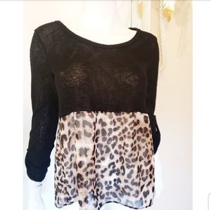 Charming Charlies Cheetah Print Sweater Blouse